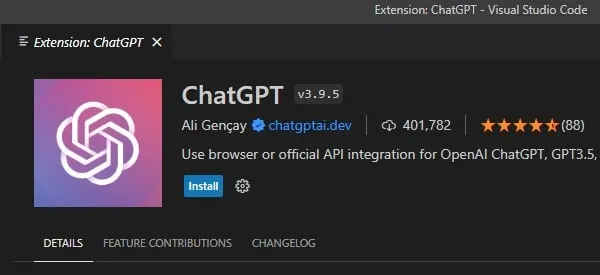 Install ChatGPT Extension in Visual Studio Code