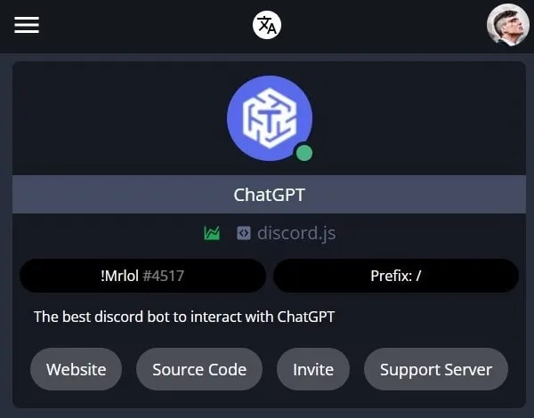 Invite ChatGPT Discord Bot on your Server