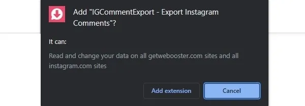 Add Extension to Export Instagram Comments
