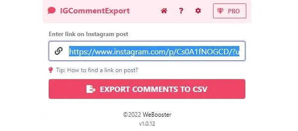 Export Instagram Comments to CSV