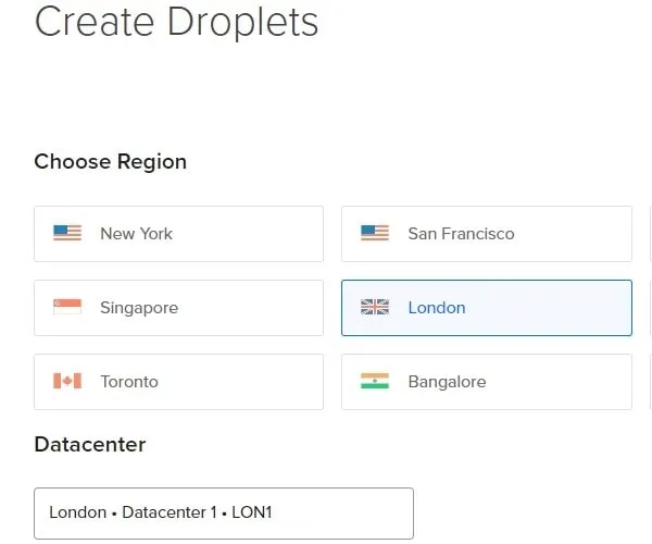 Select a Region and Datacenter
