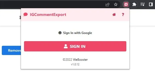Sign in with Google in Instagram Export Extension