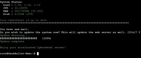 Update CyberPanel Server