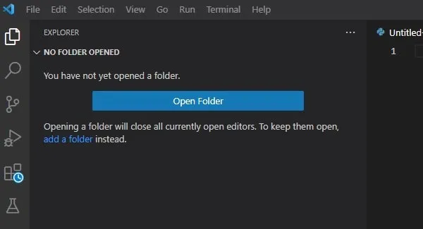 Open Folder in Visual Studio Code