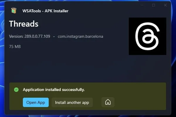 Open Installed Threads App