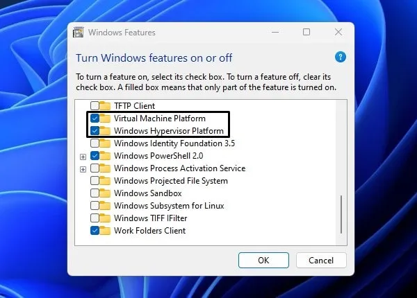 Turn on Windows Hypervisor Platform