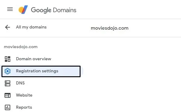 Google Domains Registration Settings